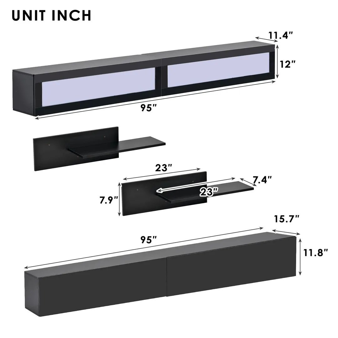 Yiekholo Modern/Contemporary Black Tv Cabinet (Accommodates TVs up to 80-in), photo 8 of 10
