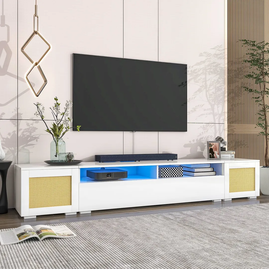 Yiekholo Modern/Contemporary White Tv Cabinet (Accommodates TVs up to 80-in), photo 2 of 10
