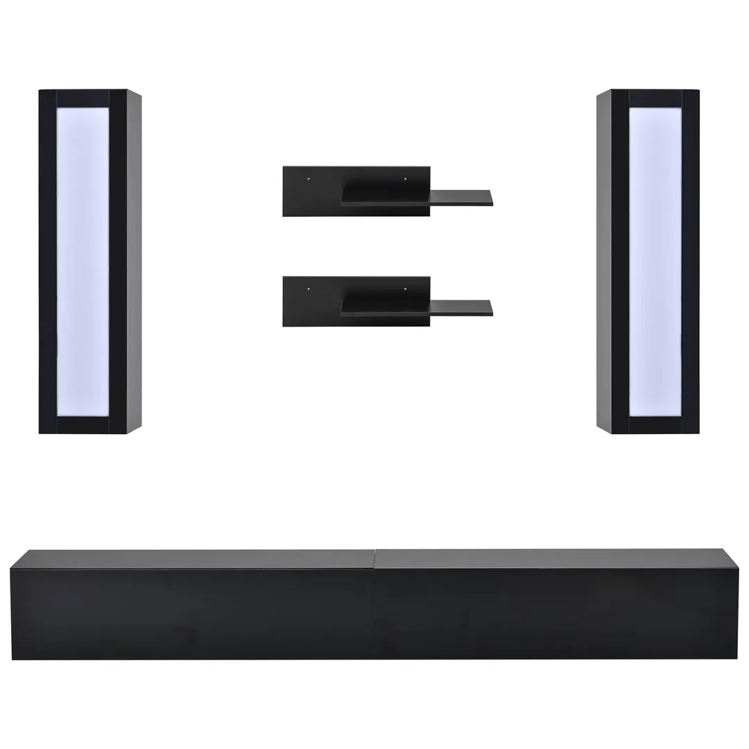 Yiekholo Modern/Contemporary Black Tv Cabinet (Accommodates TVs up to 80-in), photo 4 of 10