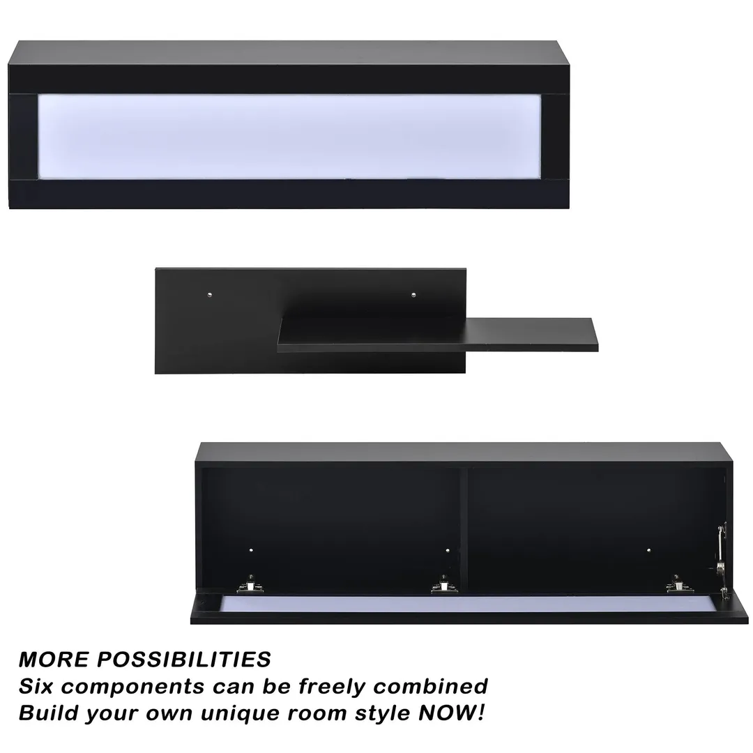 Yiekholo Modern/Contemporary Black Tv Cabinet (Accommodates TVs up to 80-in), photo 5 of 10