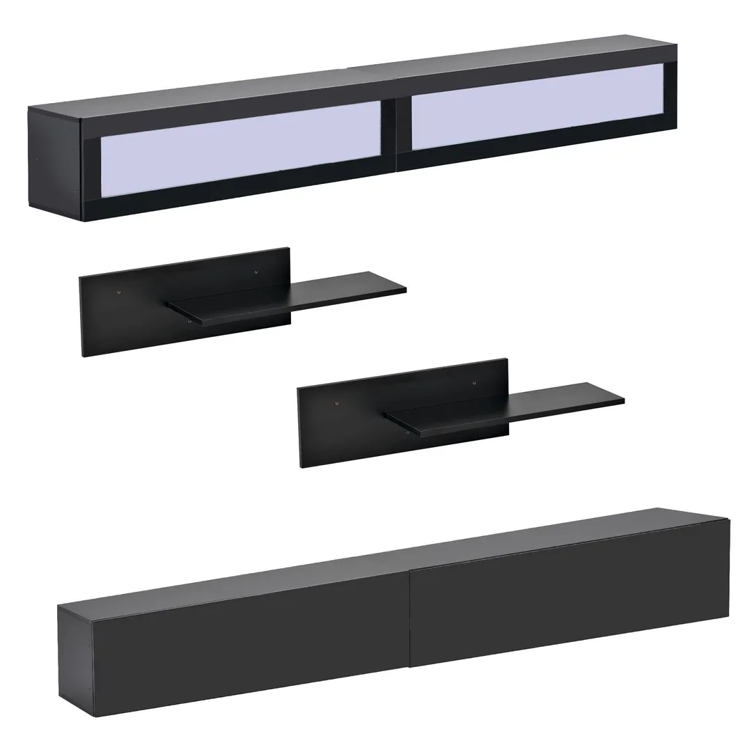 Yiekholo Modern/Contemporary Black Tv Cabinet (Accommodates TVs up to 80-in), photo 6 of 10