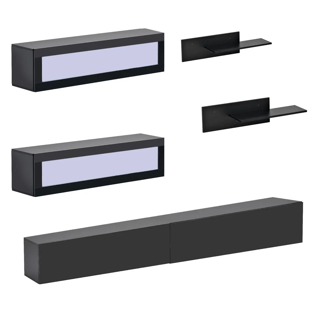 Yiekholo Modern/Contemporary Black Tv Cabinet (Accommodates TVs up to 80-in), photo 7 of 10