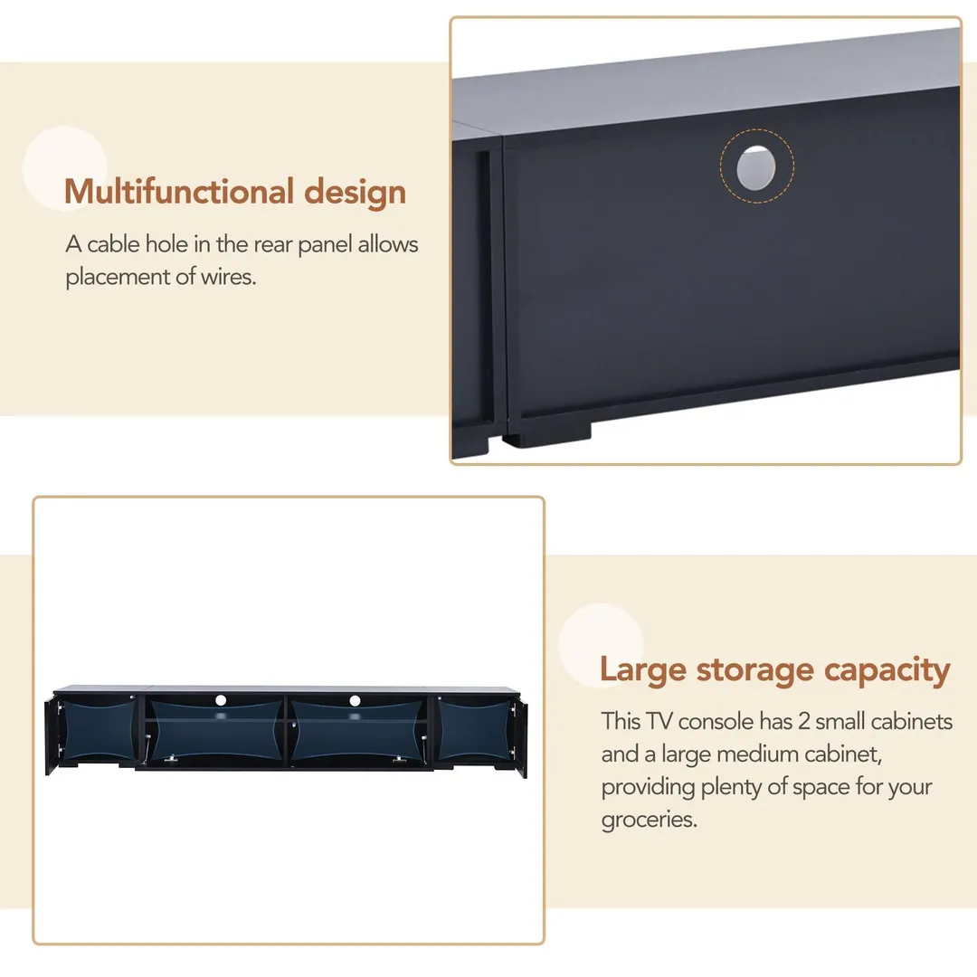 Yiekholo Modern/Contemporary Black Tv Cabinet (Accommodates TVs up to 80-in), photo 9 of 10