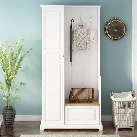 Casual 35.55-in White Wood Hall Tree