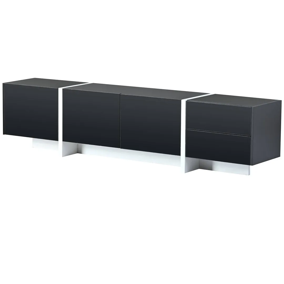 Yiekholo Modern/Contemporary Black Tv Cabinet (Accommodates TVs up to 80-in), photo 4 of 10