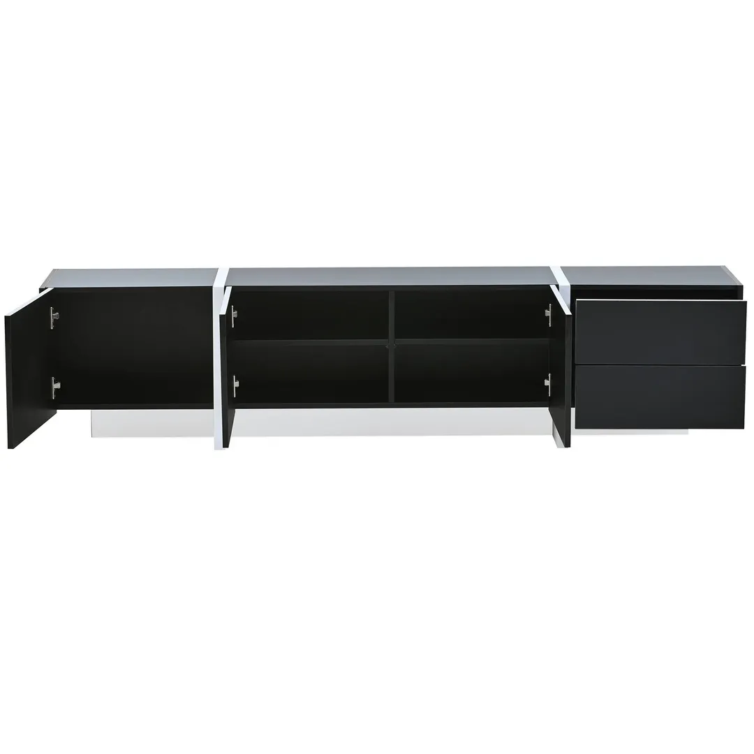 Yiekholo Modern/Contemporary Black Tv Cabinet (Accommodates TVs up to 80-in), photo 5 of 10