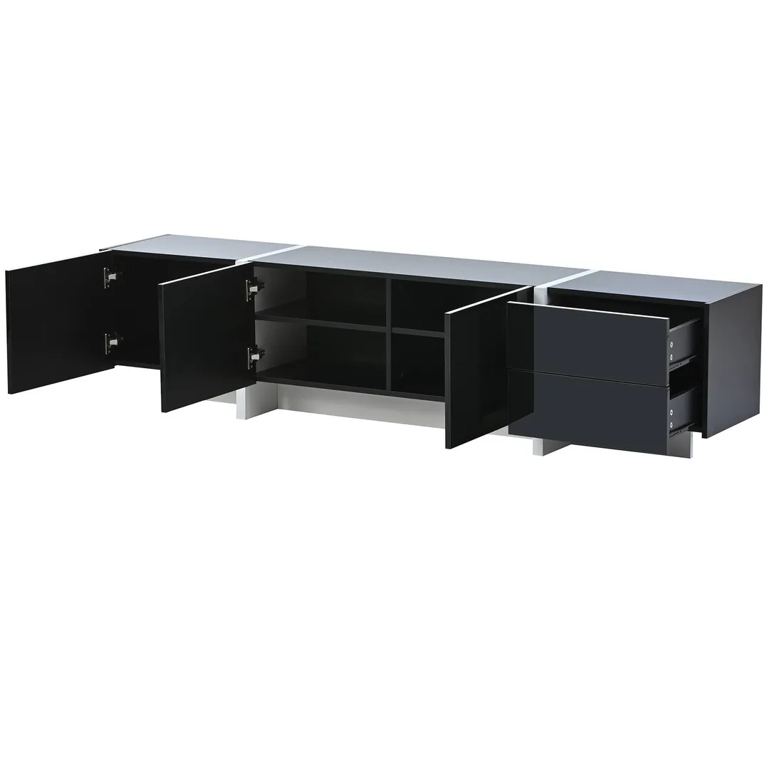 Yiekholo Modern/Contemporary Black Tv Cabinet (Accommodates TVs up to 80-in), photo 6 of 10