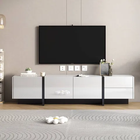 Modern/Contemporary White Tv Cabinet (Accommodates TVs up to 80-in)