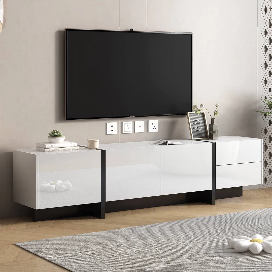 Yiekholo Modern/Contemporary White Tv Cabinet (Accommodates TVs up to 80-in), photo 2 of 10