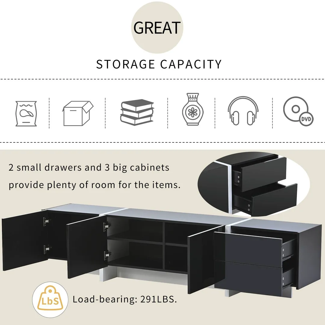 Yiekholo Modern/Contemporary Black Tv Cabinet (Accommodates TVs up to 80-in), photo 10 of 10