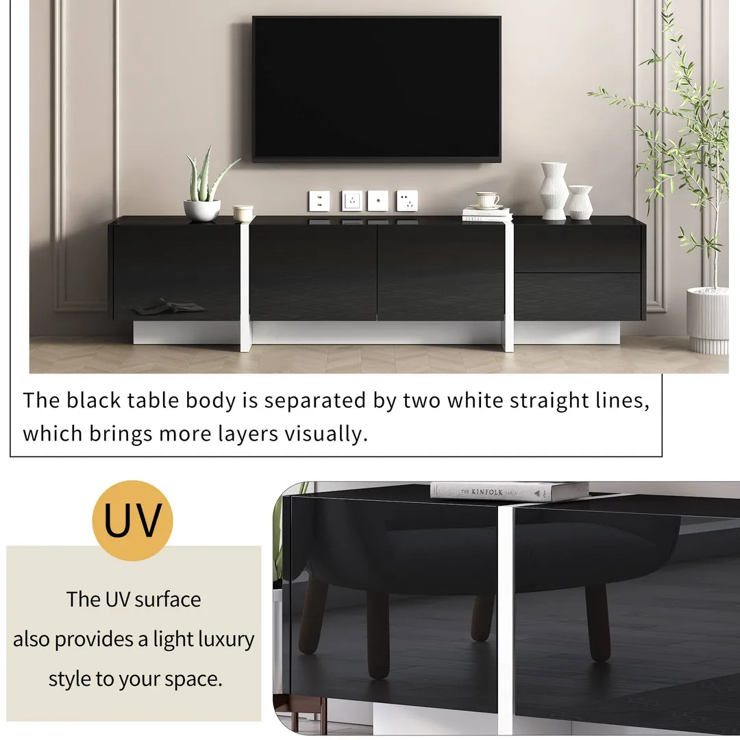 Yiekholo Modern/Contemporary Black Tv Cabinet (Accommodates TVs up to 80-in), photo 9 of 10