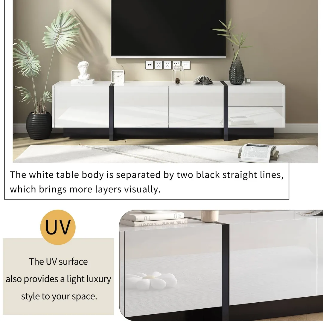 Yiekholo Modern/Contemporary White Tv Cabinet (Accommodates TVs up to 80-in), photo 9 of 10