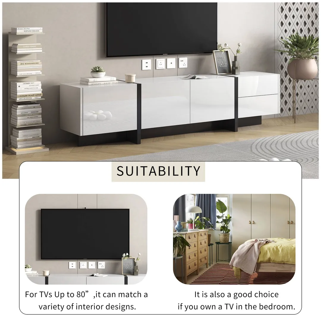 Yiekholo Modern/Contemporary White Tv Cabinet (Accommodates TVs up to 80-in), photo 7 of 10