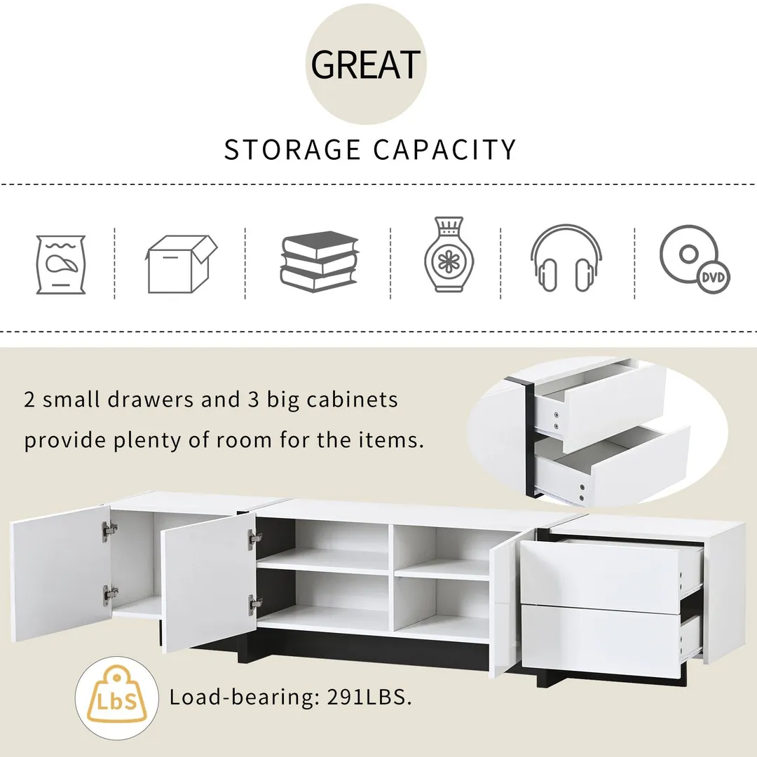 Yiekholo Modern/Contemporary White Tv Cabinet (Accommodates TVs up to 80-in), photo 10 of 10