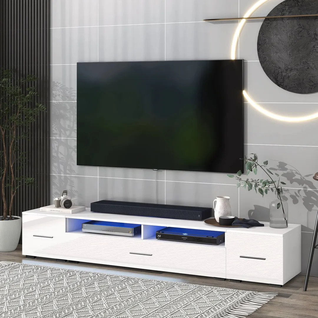 Yiekholo Modern/Contemporary White Tv Cabinet (Accommodates TVs up to 80-in), photo 2 of 10