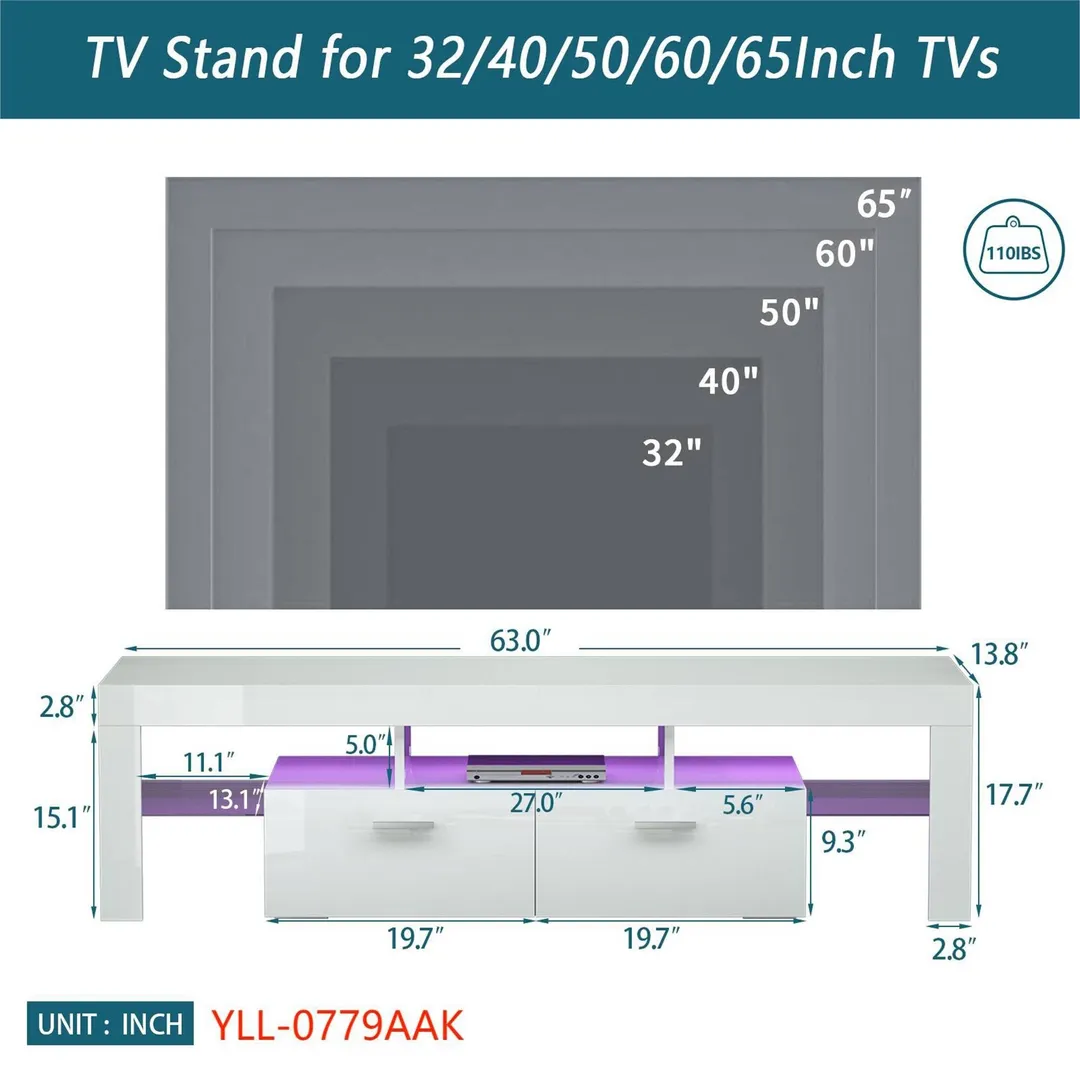 Yiekholo Modern/Contemporary White Tv Cabinet (Accommodates TVs up to 65-in), photo 8 of 10