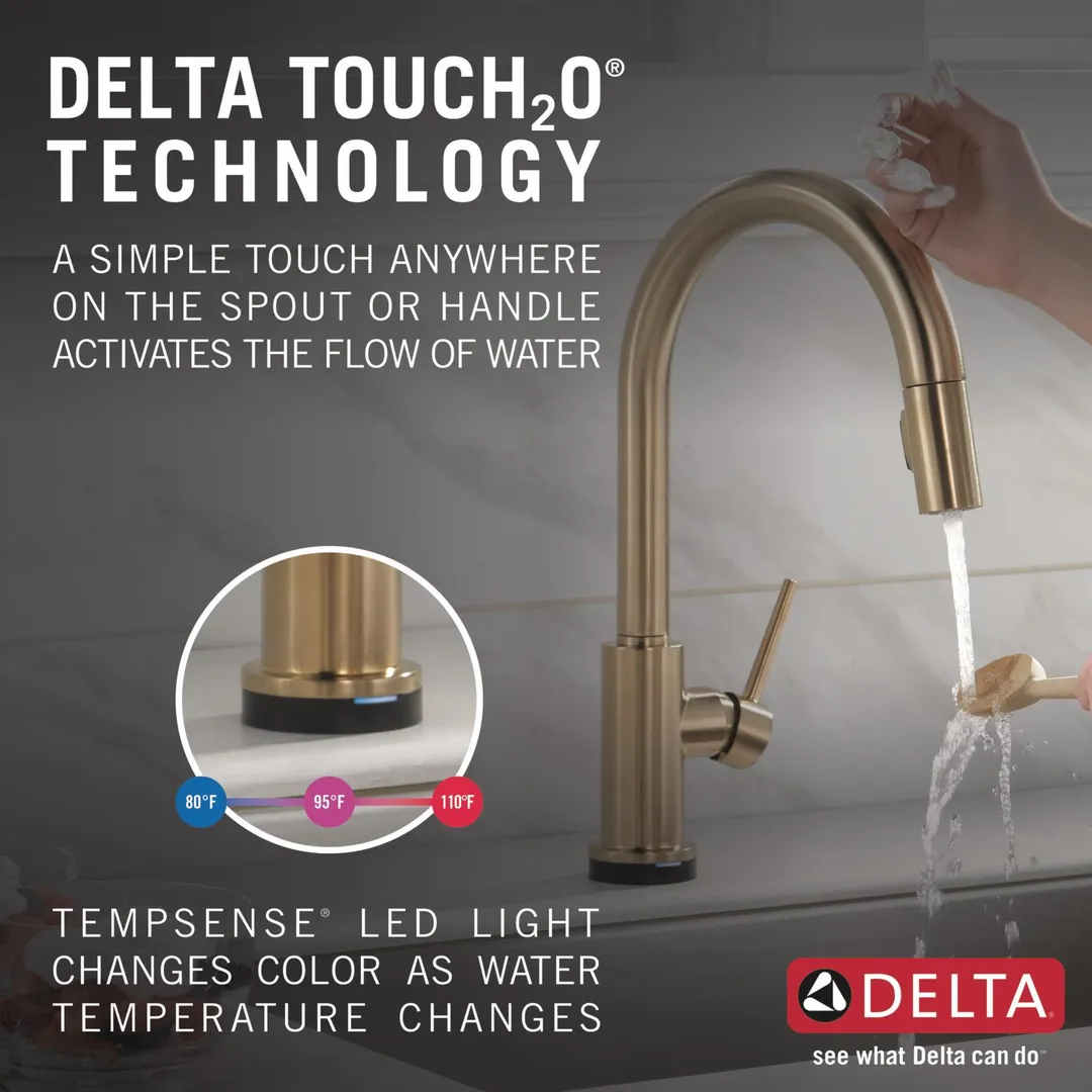 Delta Trinsic Touch2O Champagne Bronze 1-Handle Deck-Mount Pull-Down Touch Kitchen Faucet, photo 2 of 8