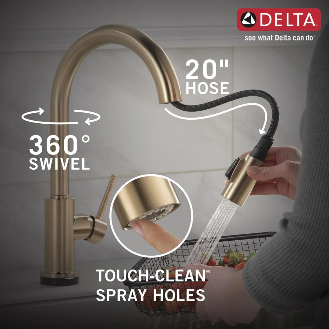 Delta Trinsic Touch2O Champagne Bronze 1-Handle Deck-Mount Pull-Down Touch Kitchen Faucet, photo 7 of 8