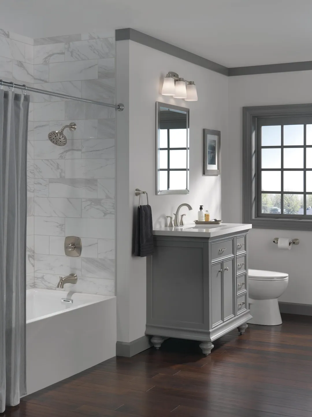 Delta Sandover SpotShield Brushed Nickel 1-Handle Bathtub and Shower Faucet with Valve, 6-in Showerhead, photo 8 of 8