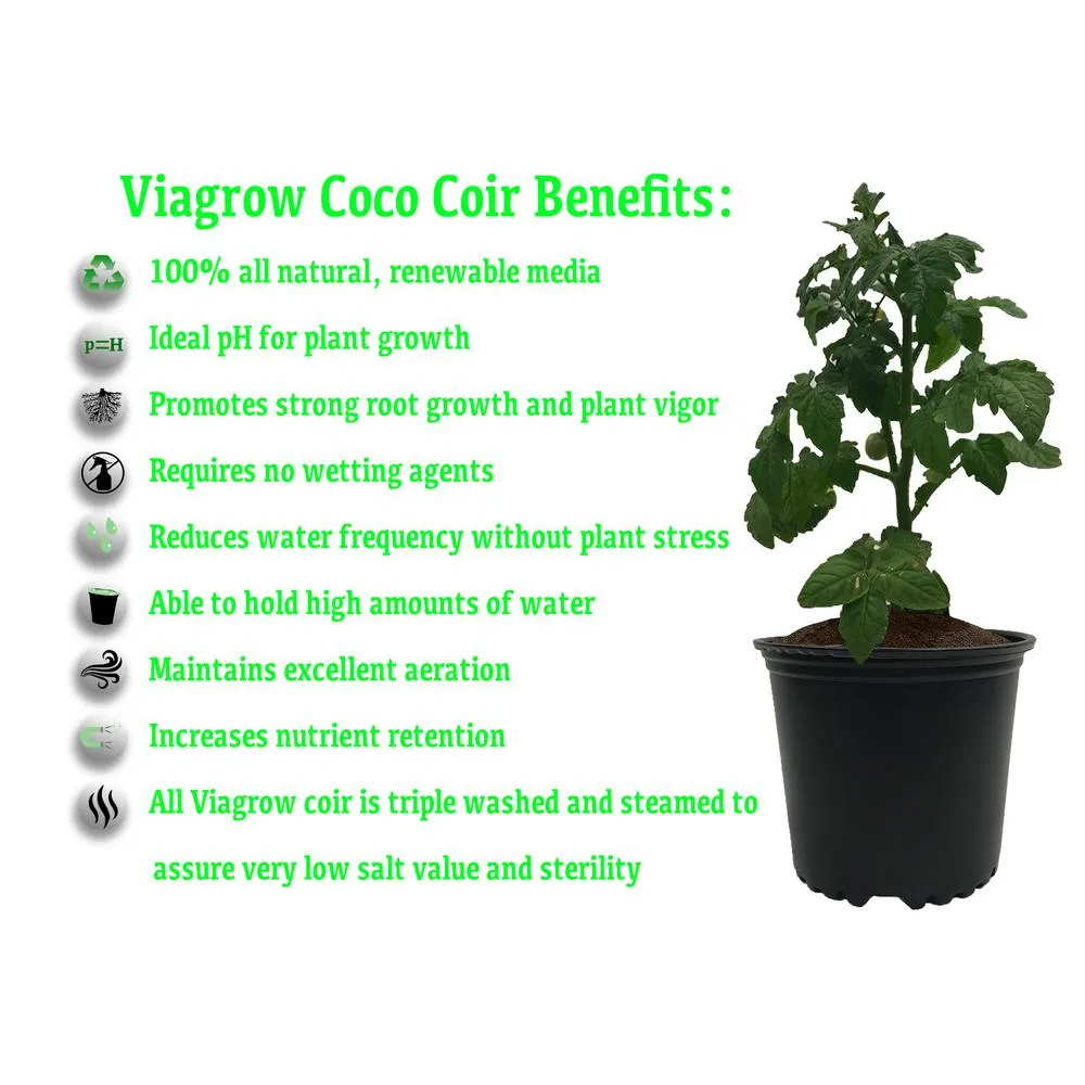 Viagrow 1.5 cu. ft. Coco Coir Fluffed Coconut Pith Fiber Soilless Grow Media Bag, photo 2 of 8