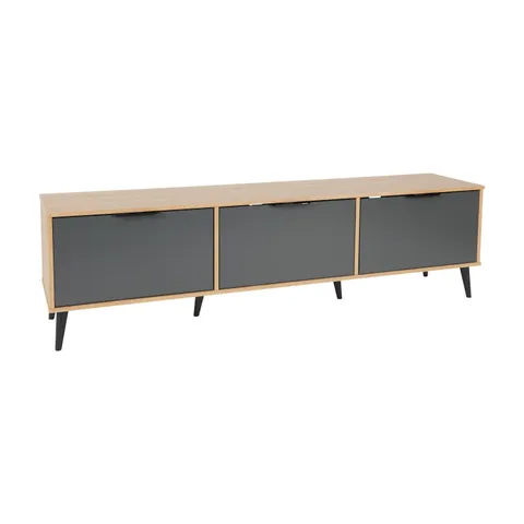 Cole Light Woodgrain and Gray TV Stand with Cabinet Storage for TVs up to 85in