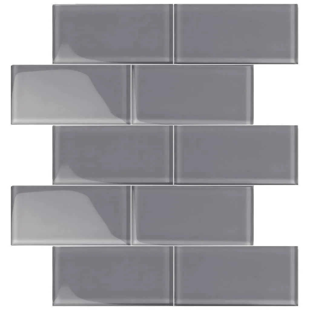 Apollo Tile (Sample) Wall Tile Ash Gray 3-in x 6-in Glossy Glass Subway Wall Tile, photo 2 of 9