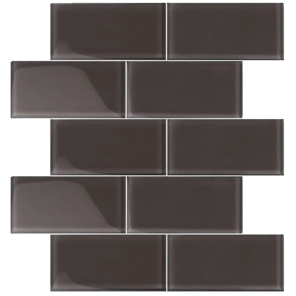 Apollo Tile (Sample) Wall Tile Dark Gray 3-in x 6-in Matte Glass Subway Wall Tile, photo 2 of 6