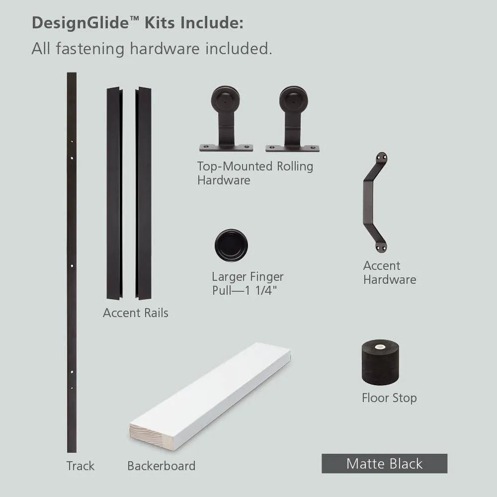 JELD-WEN 36 in. x 80 in. DesignGlide Farmhouse Unfinished Solid Wood 6-Lite Obscure Glass Sliding Barn Door & Black Hardware Kit, photo 8 of 10