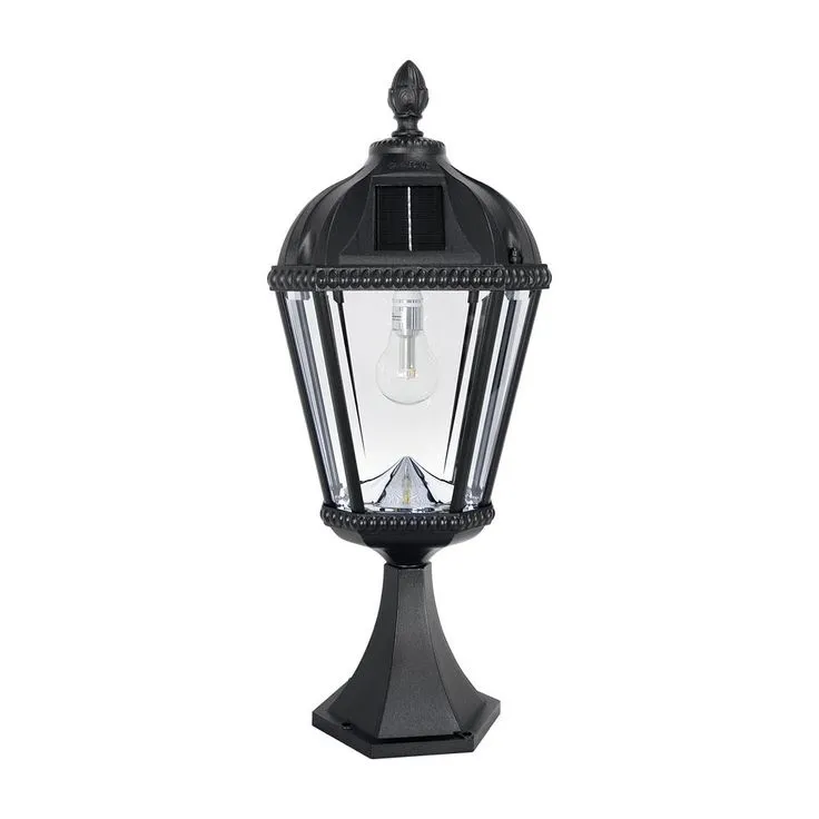 Gama Sonic Royal Bulb Series Outdoor Weathered Bronze Integrated LED Solar Powered Post Light on Pier Base, photo 5 of 5