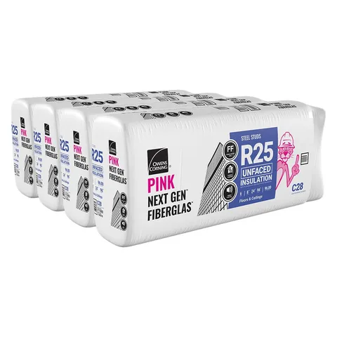 R-25 Unfaced Fiberglass Insulation Batts, 8 × 16 × 96 in