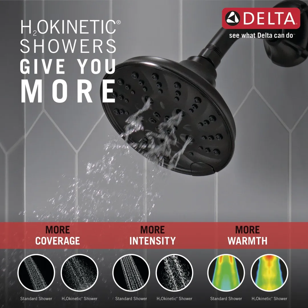 Delta Sandover Matte Black 1-Handle Bathtub and Shower Faucet with Valve, 6-in Showerhead, photo 4 of 7