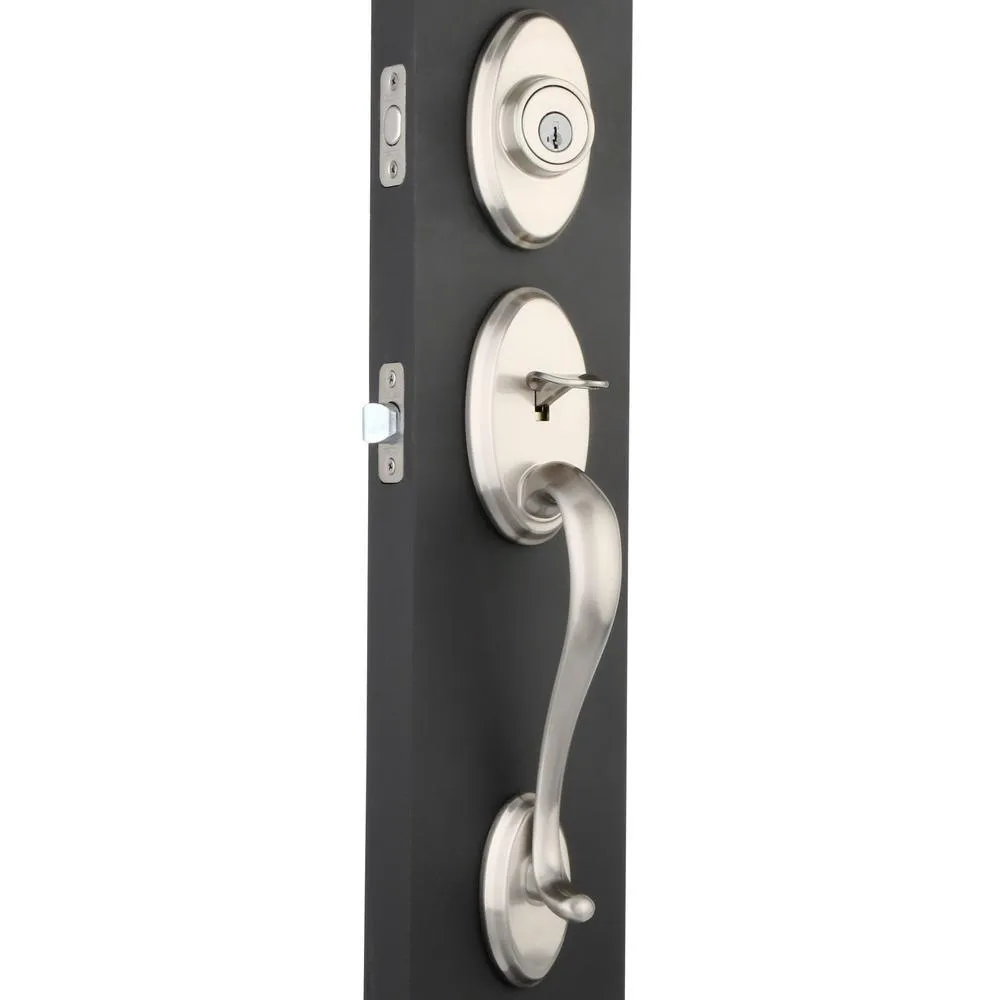Shelburne Satin Nickel Single Cylinder Door Handleset with Tustin Door Lever Featuring SmartKey Security, photo 5 of 6