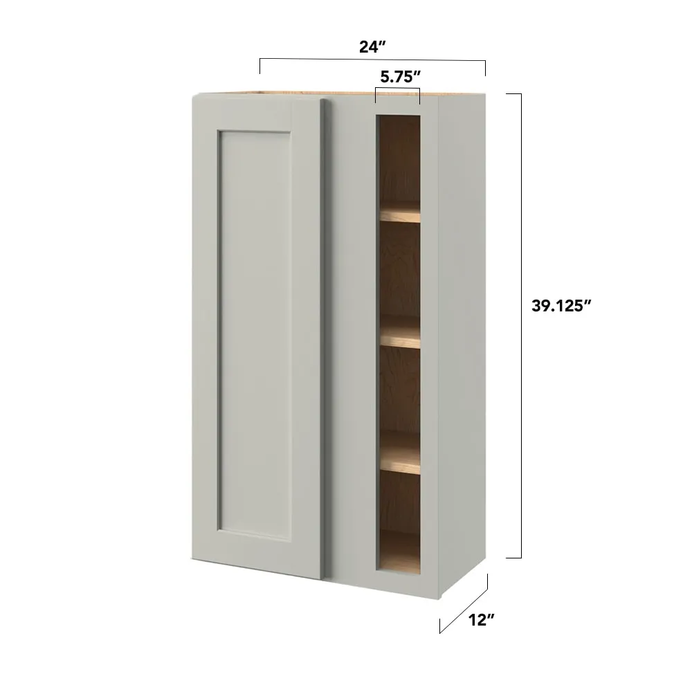 allen + roth Stonewall 24-in W x 39.125-in H x 12-in D Stone Blind Corner Wall Fully Assembled Cabinet (Flat Panel Shaker Style), photo 10 of 10