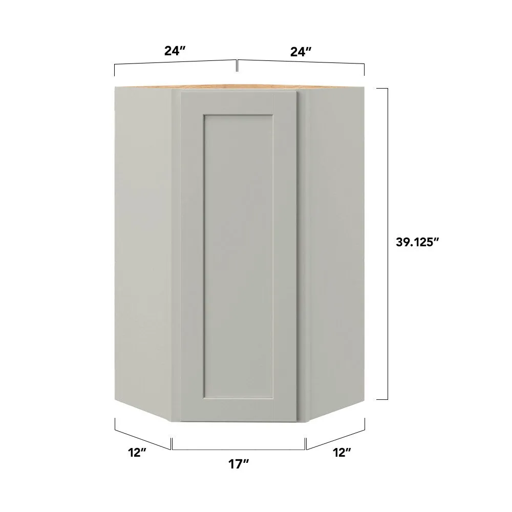 allen + roth Stonewall 24-in W x 39.125-in H x 12-in D Stone Diagonal Corner Wall Fully Assembled Cabinet (Flat Panel Shaker Style), photo 10 of 10