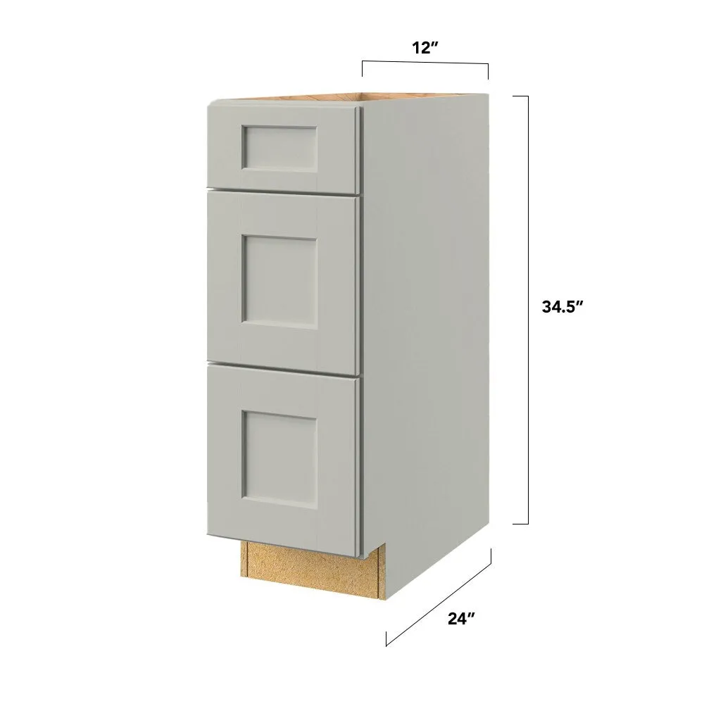 allen + roth Stonewall 12-in W x 34.5-in H x 24-in D Stone 3-Drawer Base Fully Assembled Cabinet (Flat Panel Style), photo 8 of 8