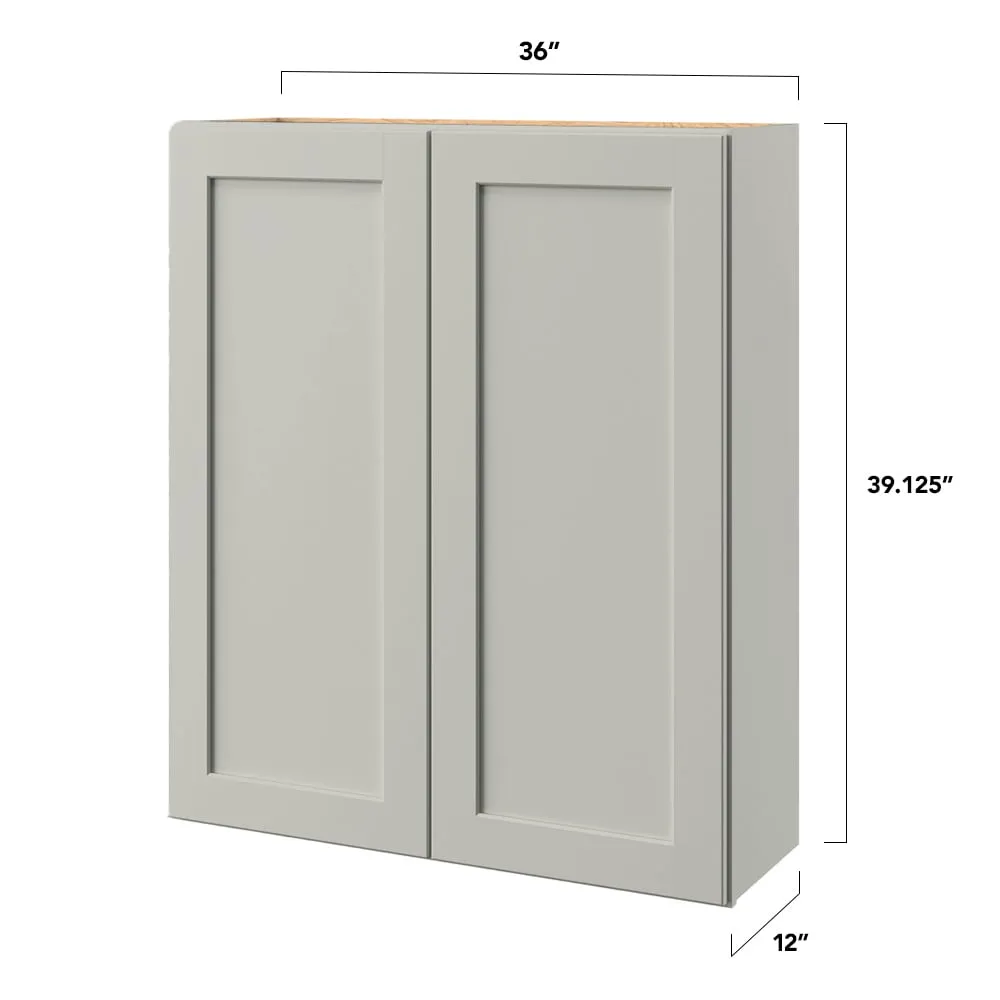 allen + roth Stonewall 36-in W x 39-in H x 12-in D Stone Wall Fully Assembled Cabinet (Flat Panel Shaker Door Style), photo 8 of 8