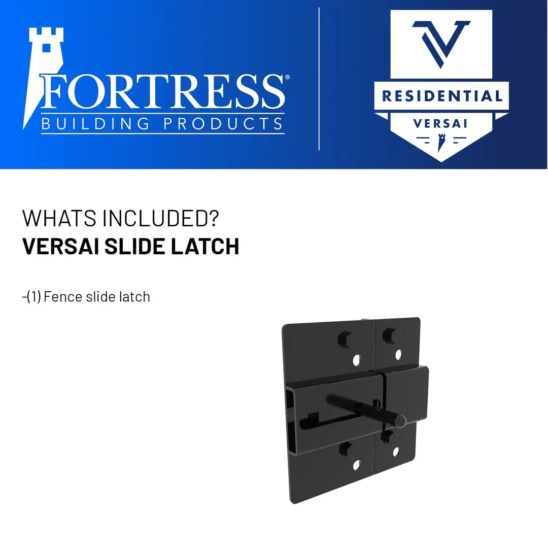 Fortress Building Products Versai 5-in Gloss Black Steel Slide Latch Gate Latch For Metal Fence, photo 3 of 4