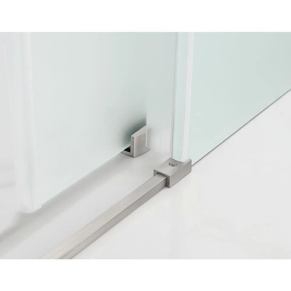 Langham XL 68 - 72 in. x 80 in. Frameless Sliding Shower Door with Ultra-Bright Frosted Glass in Stainless Steel, photo 4 of 22
