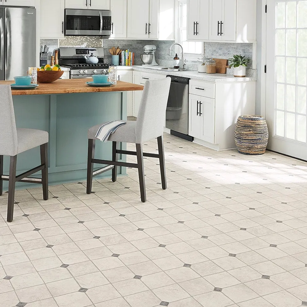 Style Selections 12-ft W Cut-to-Length Carriage Point Stone Tile-Look Low-Gloss Sheet Vinyl Flooring, photo 2 of 5