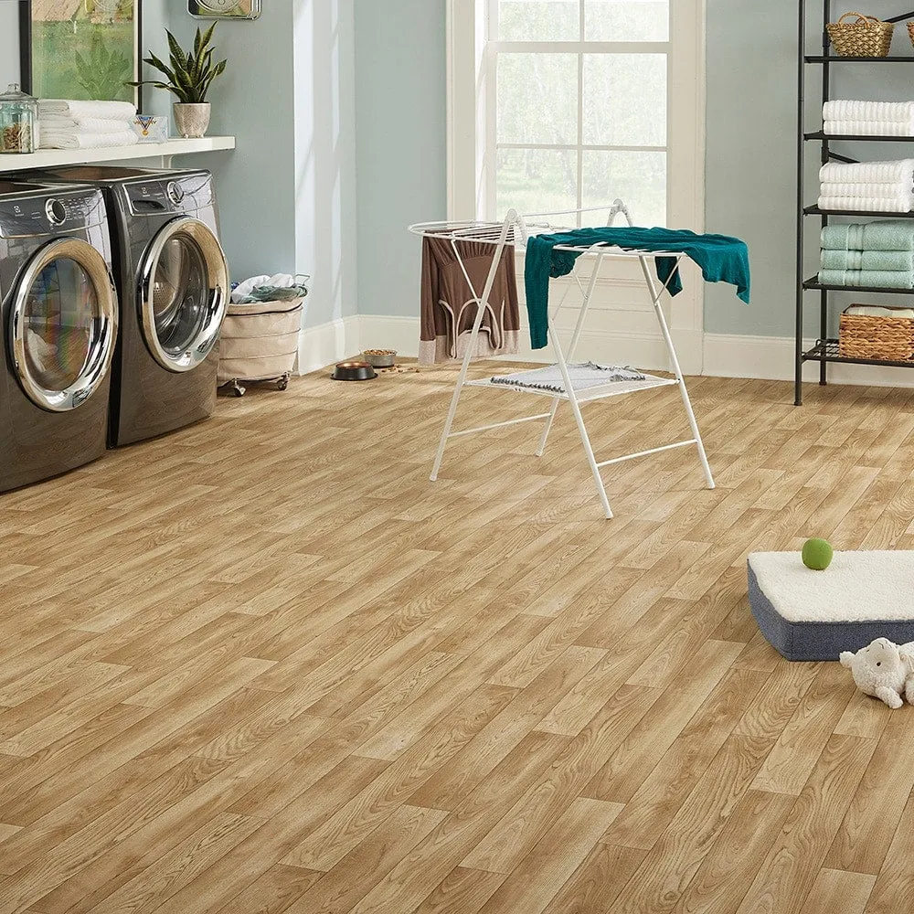 Style Selections 12-ft W x Cut-to-Length Coventry Oak Wood Look Low-Gloss Finish Sheet Vinyl, photo 2 of 5