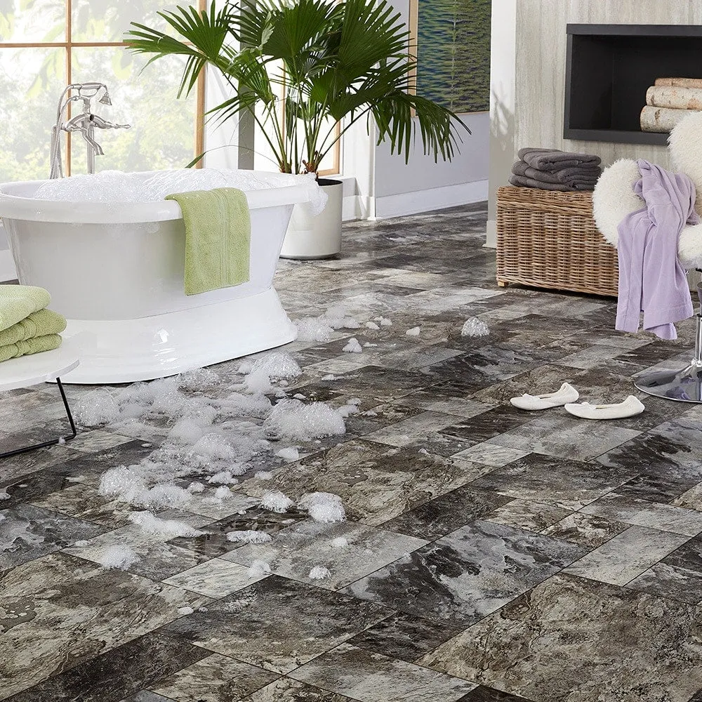 Style Selections 12-ft W Cut-to-Length Montfort Slate Stone-Look Low-Gloss Sheet Vinyl Flooring, photo 2 of 5