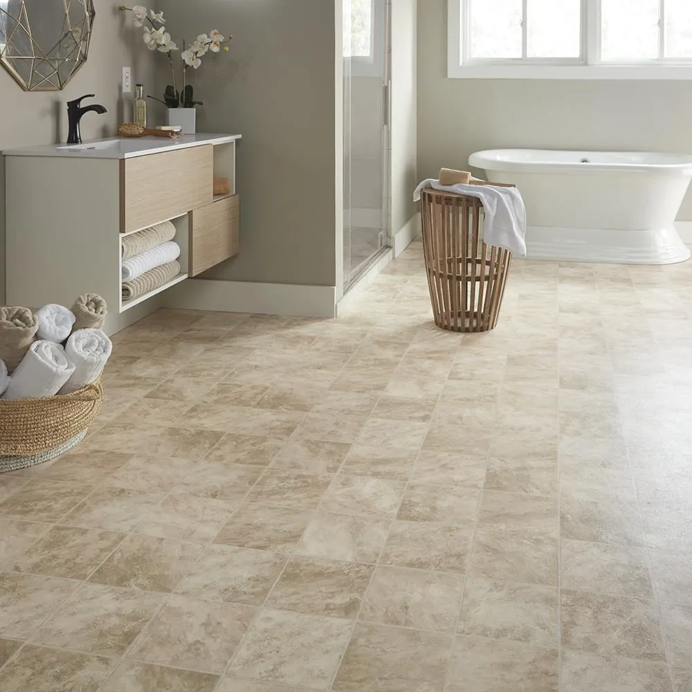 Style Selections 12-ft W x Cut-to-Length San Marco Slate Stone Look Low-Gloss Sheet Vinyl Flooring, photo 2 of 5