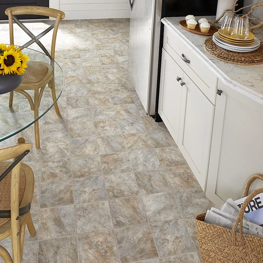 Style Selections 12-ft W Cut-to-Length Sienna Slate Stone-Look Low-Gloss Sheet Vinyl Flooring, photo 3 of 5