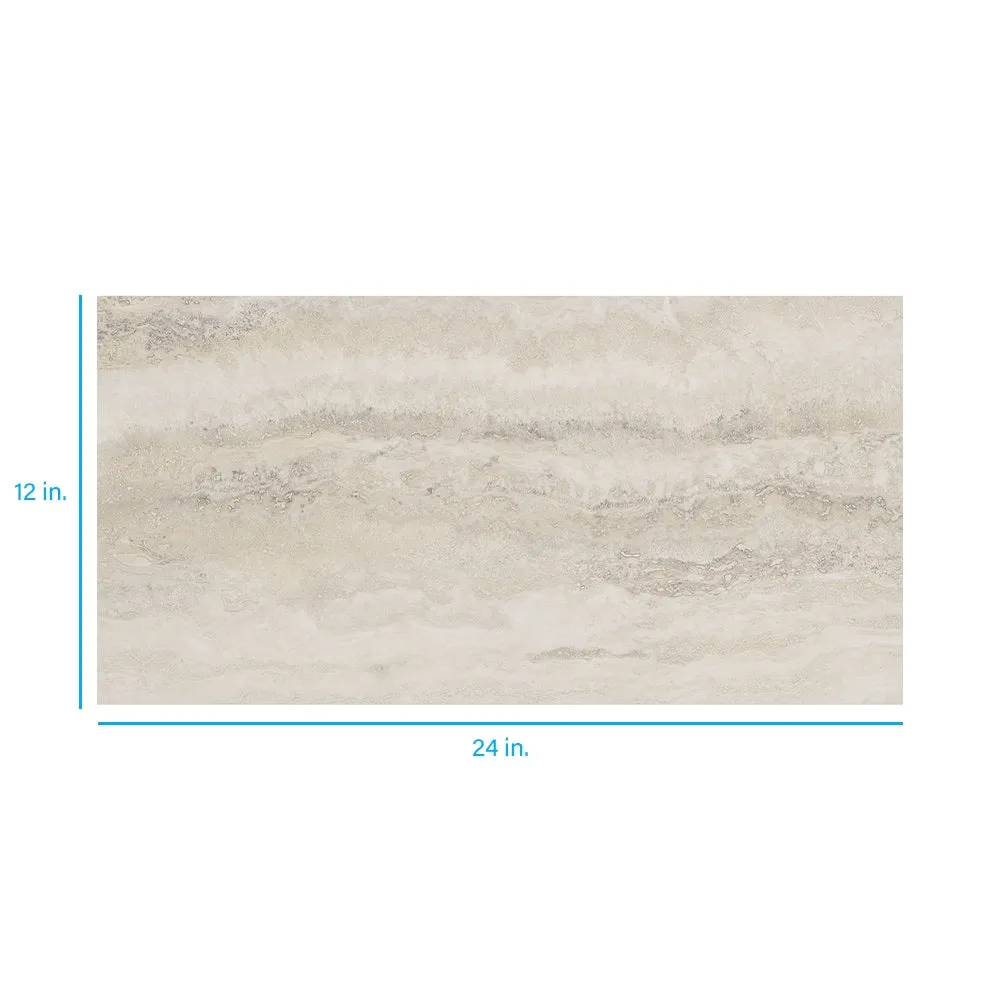 Style Selections Oyster Travertine 12-in x 24-in Groutable Water-Resistant Peel-and-Stick Luxury Vinyl Flooring Tile, 2-sq ft Piece, photo 7 of 7