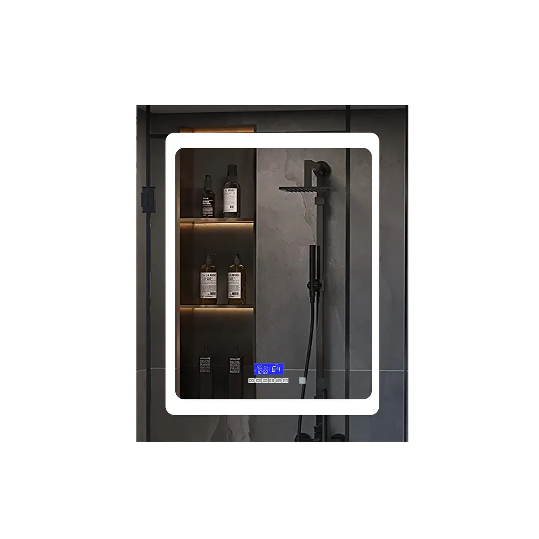 Lexora Bracciano 24-in x 32-in Lighted LED Fog Free Surface Mount Gray Mirrored Soft Close Medicine Cabinet, photo 6 of 8