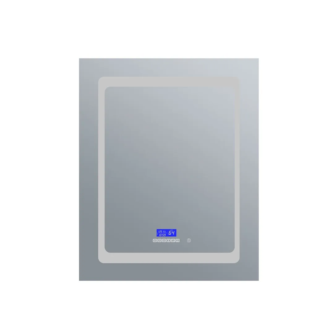 Lexora Bracciano 24-in x 32-in Lighted LED Fog Free Surface Mount Gray Mirrored Soft Close Medicine Cabinet, photo 7 of 8