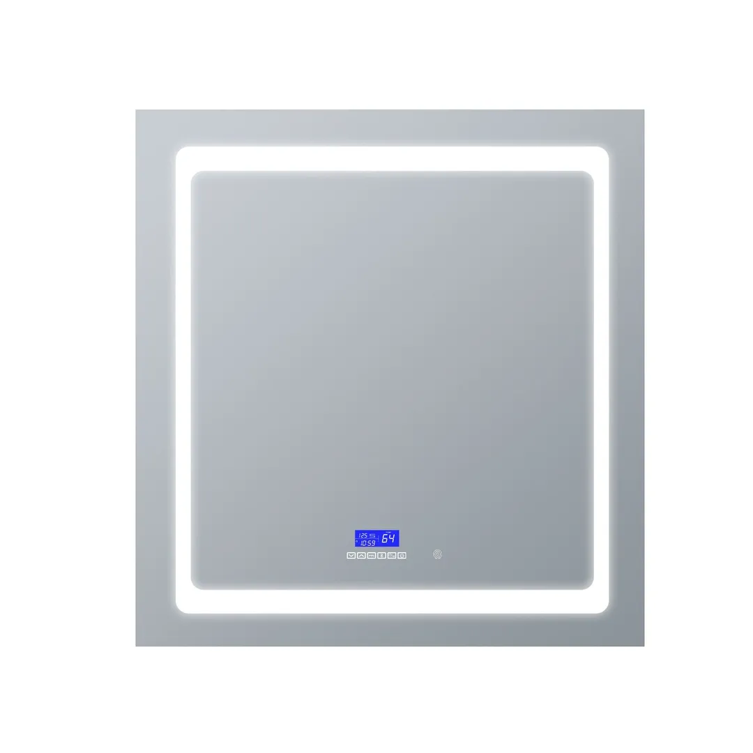 Lexora Bracciano 30-in x 32-in Lighted LED Fog Free Surface Mount Gray Mirrored Soft Close Medicine Cabinet, photo 5 of 8