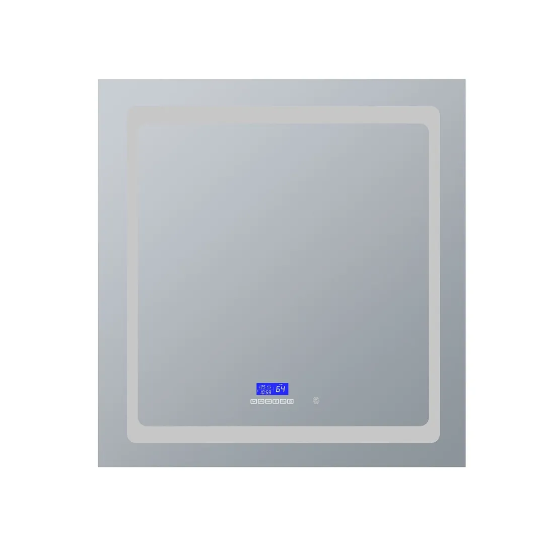 Lexora Bracciano 30-in x 32-in Lighted LED Fog Free Surface Mount Gray Mirrored Soft Close Medicine Cabinet, photo 7 of 8