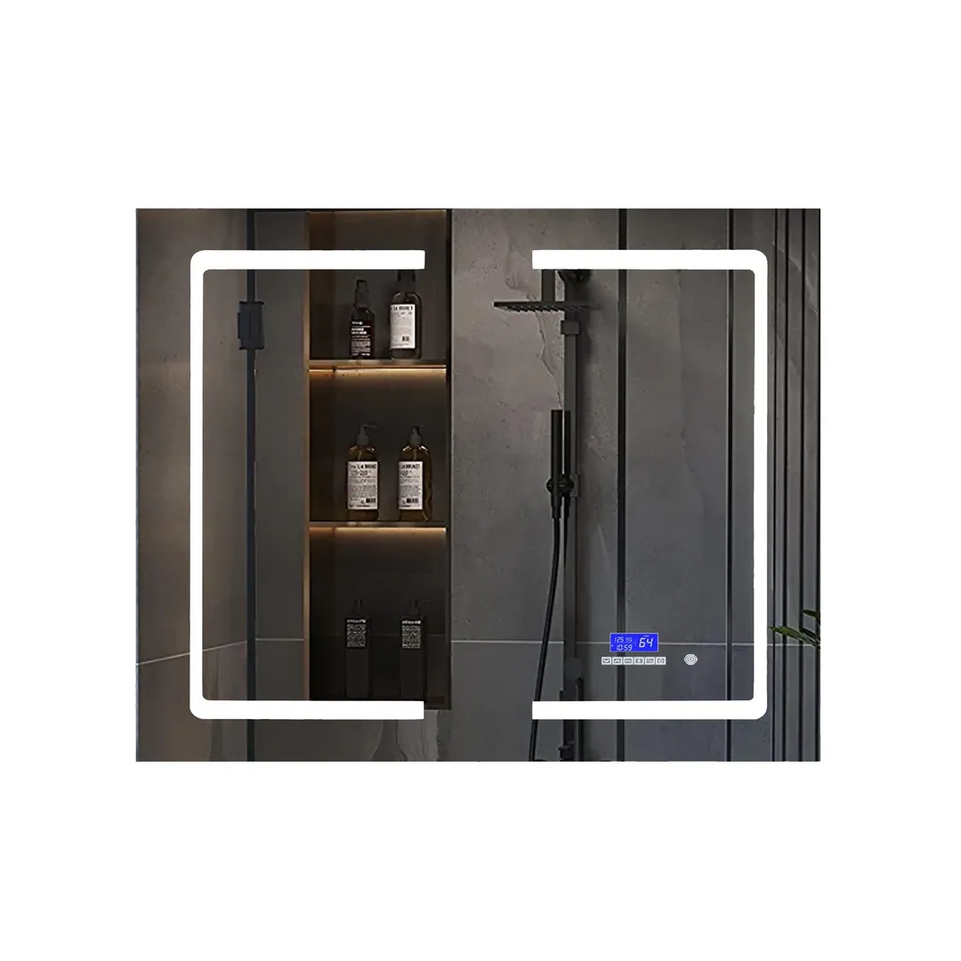 Lexora Bracciano 36-in x 32-in Lighted LED Fog Free Surface Mount Gray Mirrored Soft Close Medicine Cabinet, photo 6 of 8