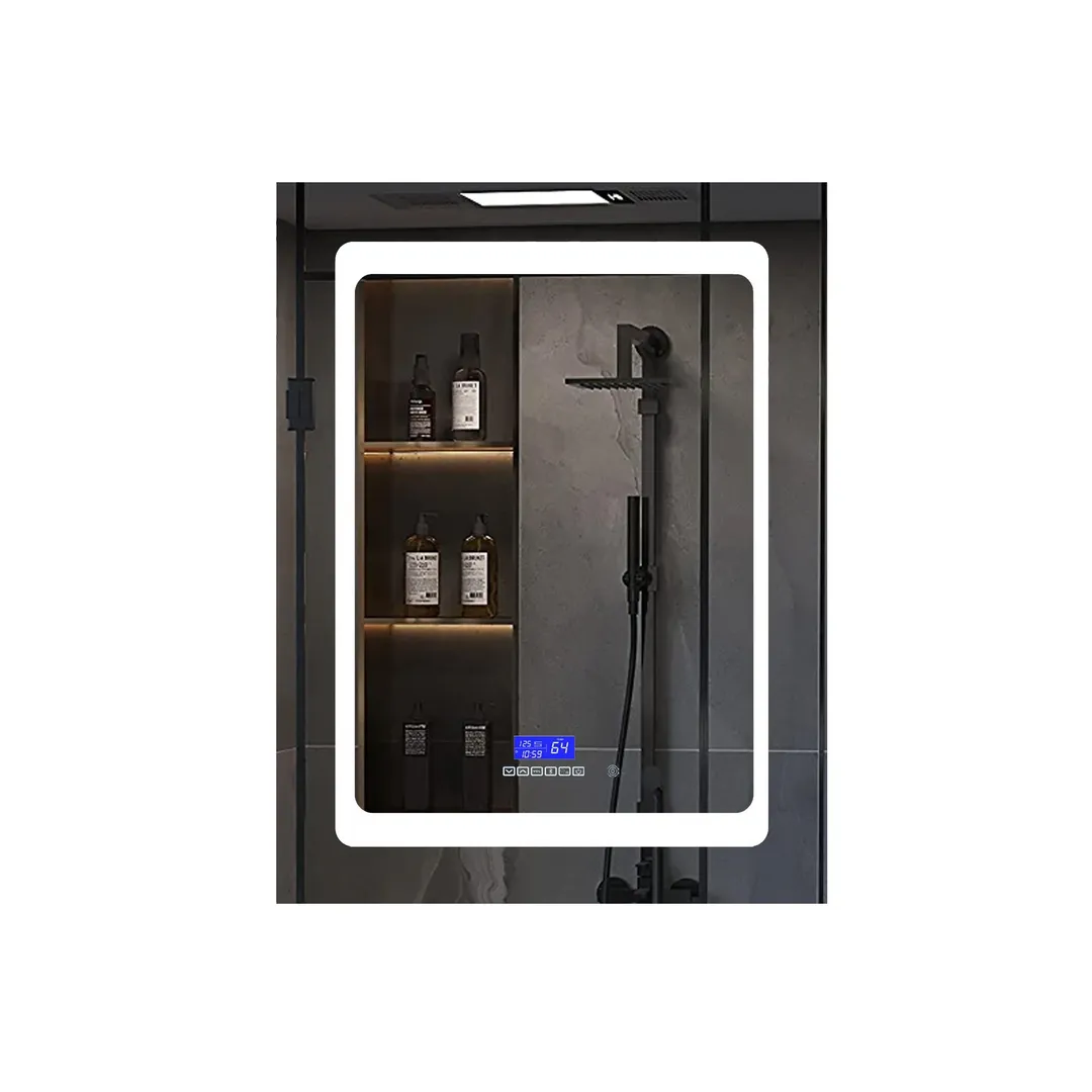 Lexora Bracciano 24-in x 36-in Lighted LED Fog Free Surface Mount Gray Mirrored Soft Close Medicine Cabinet, photo 6 of 8
